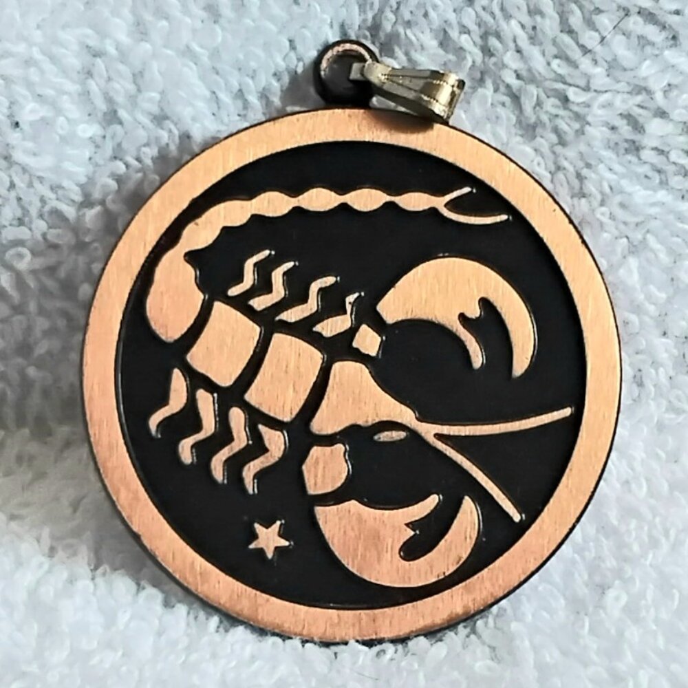 Rare Vint. 2" 1960's Solid Copper Scorpio Medallion by the Copper Craft Guild!!